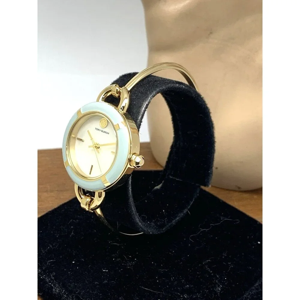 Tory Burch Women's Watch TBW6019 Gold Mother of Pearl Dial Interchangeable Bezel